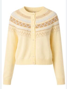 Lalavon Yellow Fair Isle Button-Front Sweater